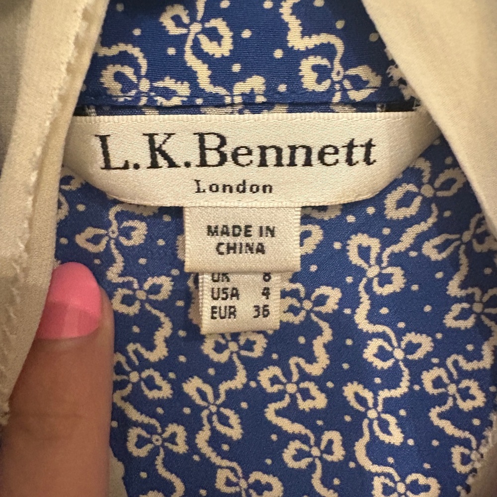 Lk Bennett Mathilde Blue Bow Patterned Women's To… - image 3
